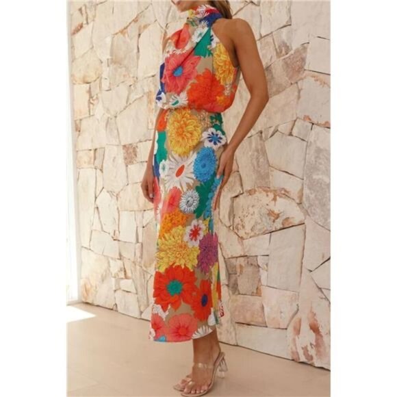 Floral Tied Back Sleeveless Midi Dress‎ - Picture 3 of 7